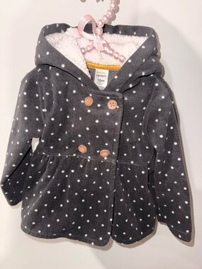Carter's Gray Polka Dot Hooded Peacoat